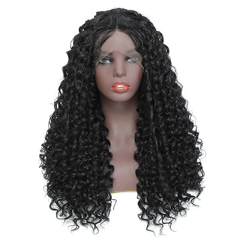 

Synthetic Lace Wig Afro Curly Style 16-26 inch Black Middle Part 132.5 lace front Wig All Wig Black