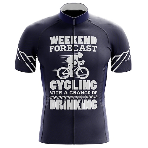 

21Grams Men's Cycling Jersey Short Sleeve Bike Top with 3 Rear Pockets Mountain Bike MTB Road Bike Cycling Breathable Quick Dry Moisture Wicking Reflective Strips Dark Navy Graphic Polyester Spandex
