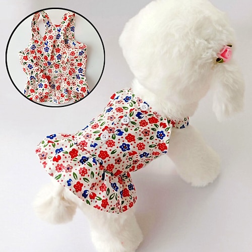 

Summer Dog Clothes Cute Floral Sling Dress Thin Skirt Sunscreen For Small Dog Chihuahua Bichon Poodle Costume Puppy Pet Dresses