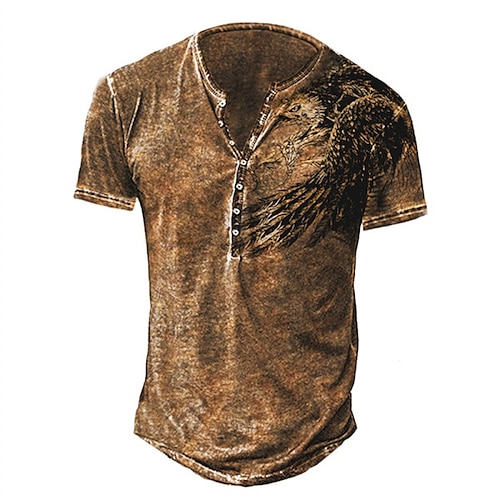 

Homme T shirt Tee Chemise Henley Shirt Animal Imprimés Photos Henley Gris Clair Marron Gris Blanche Extérieur Casual Manche Courte Bouton bas Imprimer Vêtement Tenue Léger Respirable Grand et grand