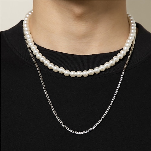 

Choker Necklace Pearl Men's Artistic Simple Fashion Layered Lucky Cool Wedding irregular Necklace For Wedding Gift Daily / 2pcs / Engagement