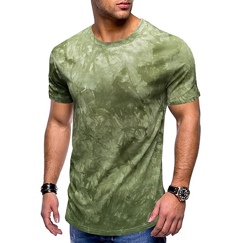 

Hombre Camiseta Tie-dye Cuello Barco Negro / Blanco Mar azul Verde Trébol Azul polvoriento Gris Claro Casual Diario Manga Corta Ropa Algodón Deportes Moda Ligeras Grande y alto / Verano