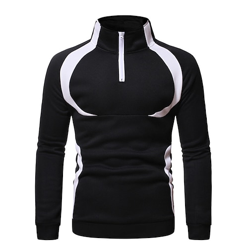 

Homme Sweat zippé Sweat Orange Rouge Noir Col Mao Demi fermeture éclair Bloc de couleur Demi-zip Casual du quotidien Des sports Vêtement de sport Casual Grand et grand Printemps Automne Vêtement