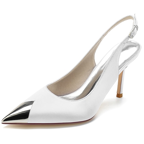 

Damen Hochzeit Schuhe Abendschuhe Hochzeit Hochzeits-Heels Brautjungfernschuhe Sommer Stöckelabsatz Schlaufen Heel Spitze Zehe Elegant Klassisch Satin Knöchelriemen Einfarbig Wein Schwarz Weiß