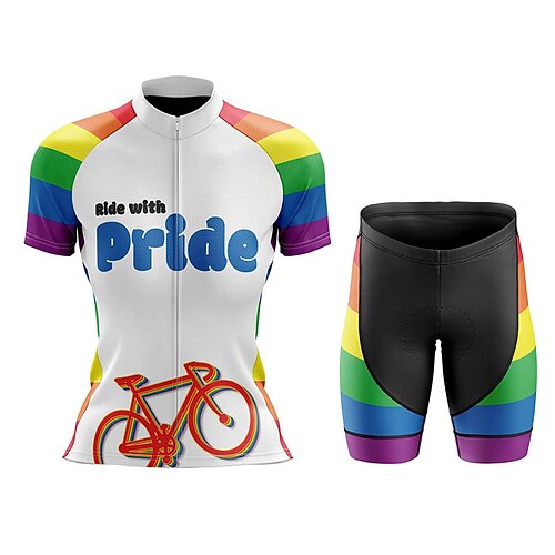 

21Grams Women's Cycling Jersey with Shorts Short Sleeve Mountain Bike MTB Road Bike Cycling White Graphic Bike Clothing Suit 3D Pad Breathable Quick Dry Moisture Wicking Back Pocket Polyester Spandex