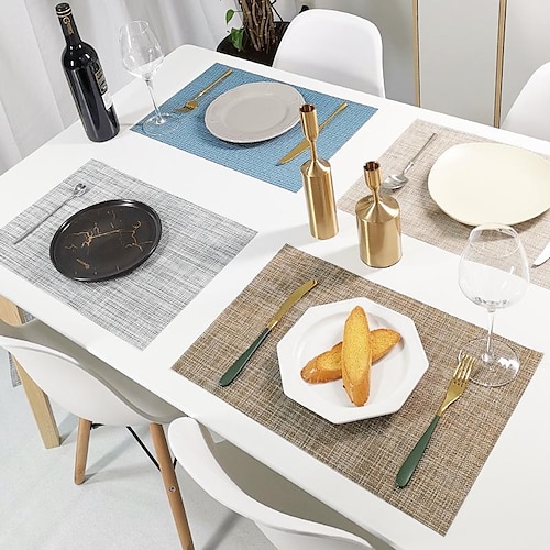 

napperon pour table à manger, napperon en pvc tapis de table antidérapant tissé croisé résistant à la chaleur antidérapant lavable durable imperméable à l'eau