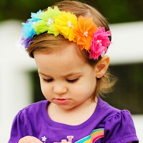 

Bebê Para Meninas Ativo / Doce Festa / Aniversário / Diário Floral / Cor Sólida Estilo Floral Poliéster Acessórios de Cabelo Arco-íris Tamanho infantil