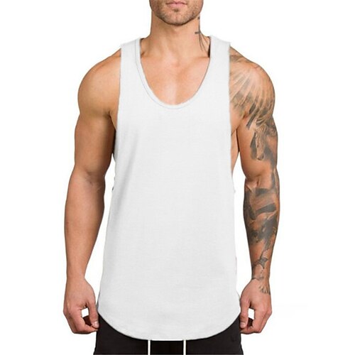 

Homme T shirt Tee Maillot de Corps Couleur unie Col Ras du Cou Jaune Vin Kaki Gris Blanche Casual du quotidien Sans Manches Vêtement Tenue Sportif Mode Léger Grand et grand / Eté