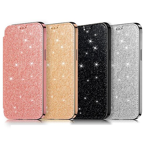 

Phone Case For Apple Full Body Case iPhone 14 Pro Max 14 Plus 13 12 11 Pro Max Mini X XR XS Ring Holder Glitter Shine Dustproof Glitter Shine TPU PU Leather