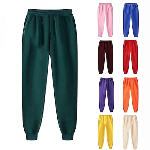 

Men's Casual Jogger Sweatpants Track Pants Drawstring Elastic Waist Pants Sports & Outdoor Daily Solid Color Comfort Soft Mid Waist Navy Apricot Green White Black S M L XL XXL / Fall / Winter