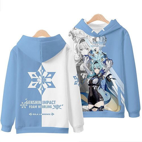 

Genshin Impact Eula Sweat à capuche Anime Dessin Animé Animé 3D Harajuku Art graphique Sweat à capuche Pour Homme Femme Unisexe Adulte Impression 3D 100 % Polyester
