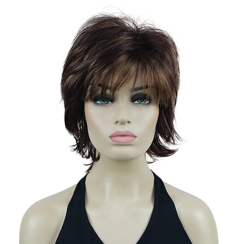 Karen Wig Short Layer Long Hair Fully Synthetic Wig 12TT26 Brown