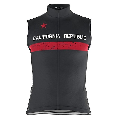 

21Grams Men's Cycling Vest Short Sleeve Mountain Bike MTB Road Bike Cycling Black California Republic Bike Breathable Quick Dry Moisture Wicking Reflective Strips Back Pocket Polyester Spandex Sports