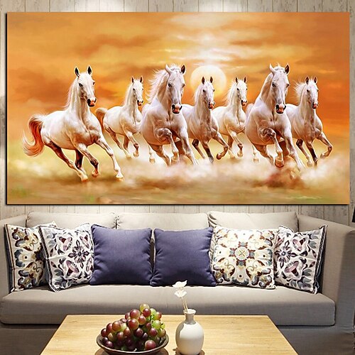 馬　2026 アート 2026年 動物の装飾画を疾走する7頭の白い馬 コレクション – JP ¥3709