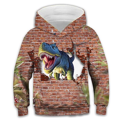 

Kids Boys Hoodie Animal Outdoor 3D Print Long Sleeve Pocket Active 3-12 Years Winter Brown