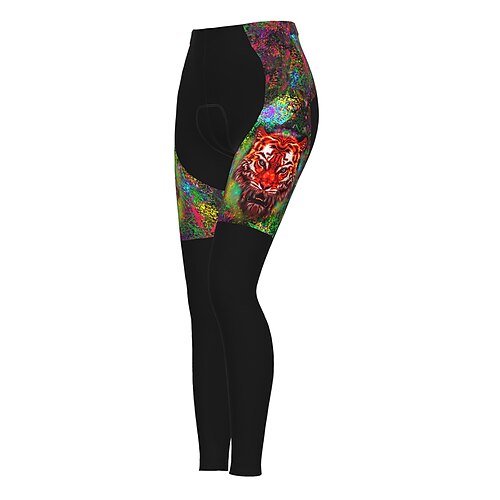 

21Grams Mulheres Calças Elásticas para Ciclismo Calças Para Ciclismo Verão Poliéster Moto Calças Meia-calça Shorts acolchoados / camurça Tapete 3D Manter Quente Respirável Esportes Animal Verde