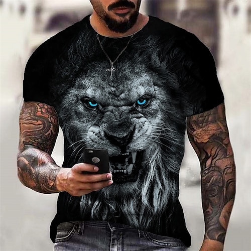 

Men's T shirt Tee Graphic Wolf Crew Neck Black 3D Print Daily Sports Short Sleeve Print Clothing Apparel Designer Casual Classic Big and Tall / Summer / Summer