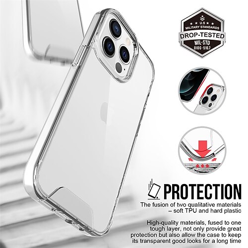

Phone Case For Apple Back Cover iPhone 13 12 11 Pro Max X XR XS Max 8 7 Plus Waterproof Shockproof Clear Transparent TPU