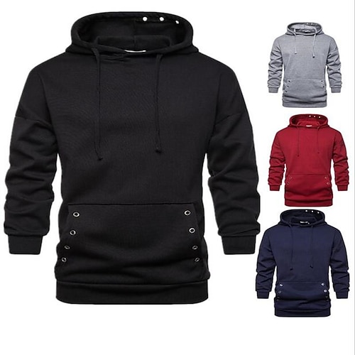 

Men's Pullover Hoodie Sweatshirt Dark Gray Red Navy Blue Gray Black Hooded Solid Color Lace up Front Pocket Casual Daily Holiday Sportswear Casual Big and Tall Spring Fall Clothing Apparel Hoodies