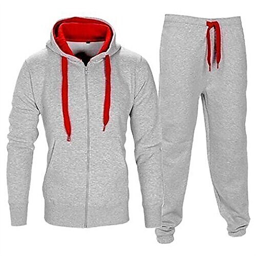 

Men's Tracksuit Sweatsuit Jogging Suits Black and Blue Dark Gray and Blue Navy / Red Light gray and red Light gray and blue Sports & Outdoor Clothing Apparel Hoodies Sweatshirts