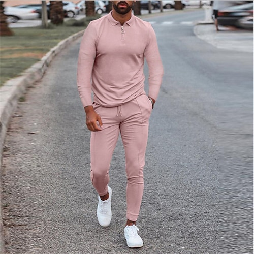 

Herren Trainingsanzug Zur Seite fahren Rosa Troyer Halber Reißverschluss Feste Farbe Casual Täglich Festtage Casual Groß und hoch sportlich Frühling Herbst Bekleidung Kapuzenpullover Sweatshirts