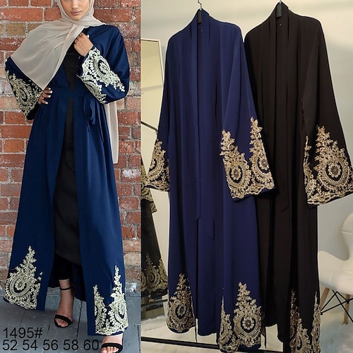 

Arabian Muslim Adults Women's Cosplay Abaya Arabian Dress Kaftan Dress For Party Halloween Polyester Solid Color Stitching Lace Halloween Carnival Masquerade Dress