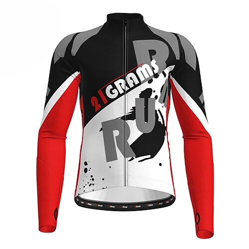 

21Grams Men's Cycling Jersey Long Sleeve Bike Jersey Top with 3 Rear Pockets Mountain Bike MTB Road Bike Cycling Warm Breathable Quick Dry Soft Black White Graphic Polyester Sports Clothing Apparel