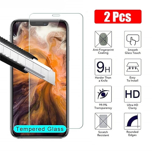 

[2PCS]Screen Protector For iPhone 13 12 Pro Max mini 11 Pro Max XR X XS Max 8 7 Plus Tempered Glass Ultra HD Transparent Protective Film 9H Hardness Anti-Fingerprint Anti-Scratch