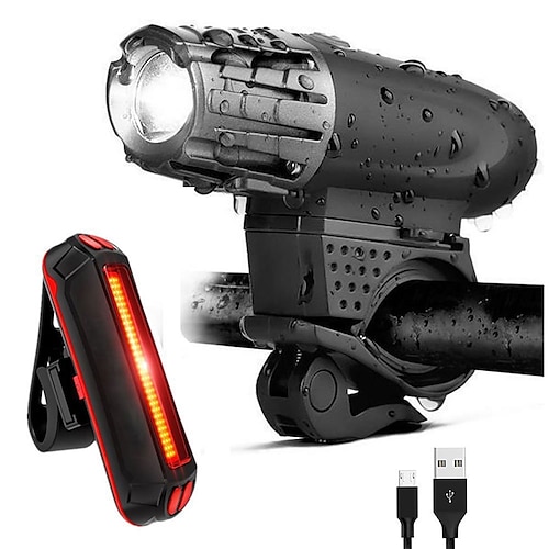 

LED Bike Light Rechargeable Bike Light Set Front Bike Light Rear Bike Tail Light Mountain Bike MTB Bicycle Cycling Waterproof 360° Rotation Multiple Modes Super Bright Li-polymer 200 lm Rechargeable