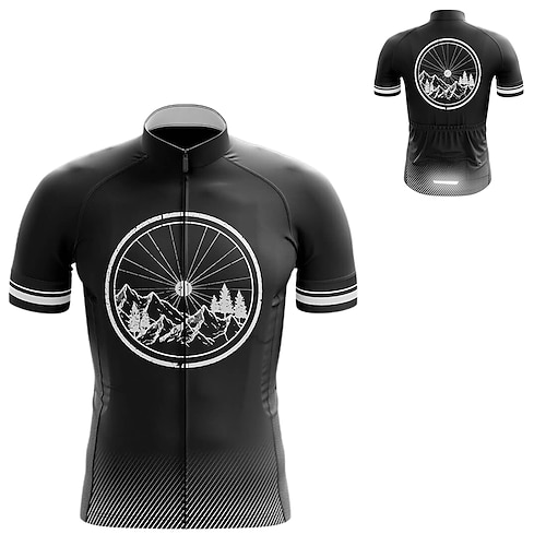 

21Grams Men's Cycling Jersey Short Sleeve Bike Jersey Top with 3 Rear Pockets Mountain Bike MTB Road Bike Cycling Breathable Quick Dry Moisture Wicking Reflective Strips Black Graphic Stripes