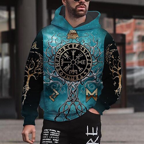 

Men's Hoodie Pullover Hoodie Sweatshirt Blue Yellow Red Hooded Graphic Tribal Print Sports & Outdoor Daily 3D Print Streetwear Designer Casual Spring & Fall Clothing Apparel Hoodies Sweatshirts