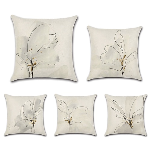 

Capa de almofada lateral dupla floral simples 5 pc capa de almofada quadrada decorativa macia fronha para quarto sala de estar almofada interna lavável à máquina de qualidade superior para sofá sofá