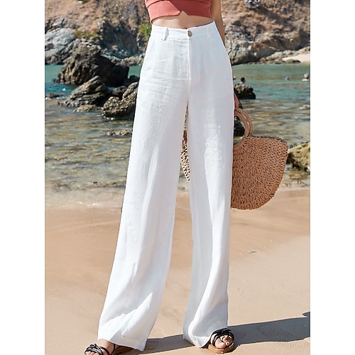 

linen wide-leg pants summer thin casual pants women's loose thin cotton linen women's drape high waist straight long pants