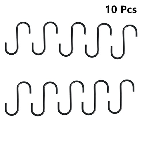 

10 Stück 3,7-Zoll-Schwerlast-S-Haken aus schwarzem Stahl zum Aufhängen von Tablett-Becken-Pflanzentaschen-Handtuch-Küchenhaken