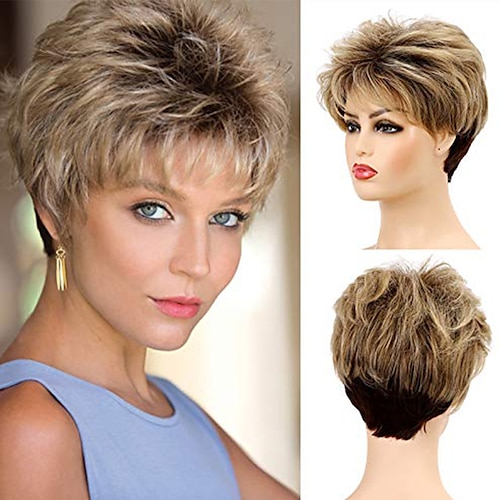 Karen Wig Short Pixie Cut Wig for Women Brown Synthetic Layered