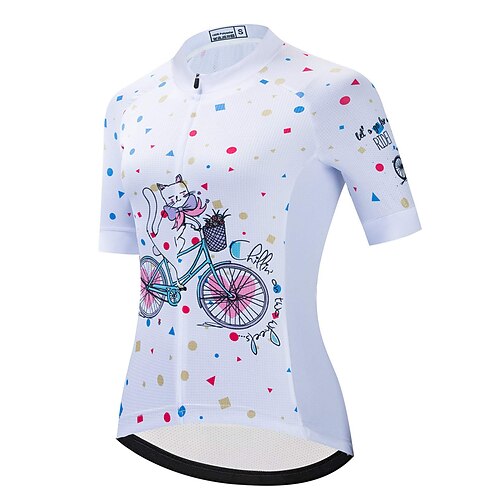 

21Grams Women's Cycling Jersey Short Sleeve Bike Top with 3 Rear Pockets Mountain Bike MTB Road Bike Cycling Breathable Quick Dry Moisture Wicking Reflective Strips White Cat Polyester Spandex Sports