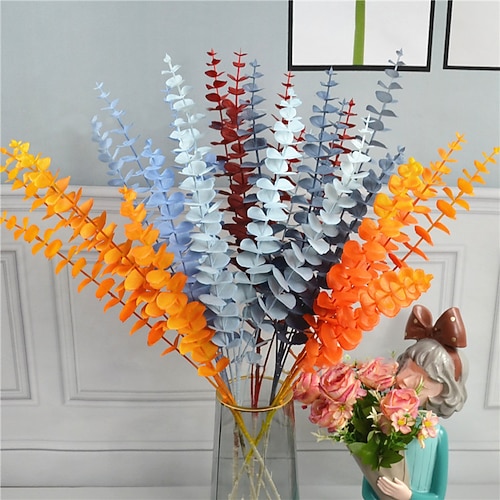 

Plastic 5-fork Eucalyptus Spray Color Wedding Scene Ceiling Arrangement Table Flower Arrangement With Flower Gold Simulation Eucalyptus
