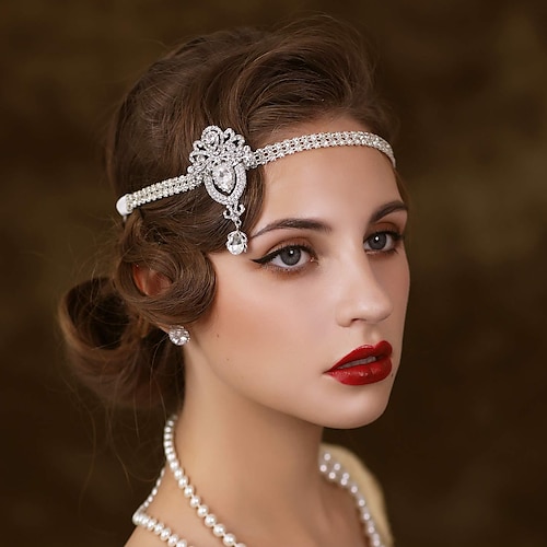 

The Great Gatsby Charleston Gentlewoman Vintage Classical Roaring 20s 1920s All Seasons Feathers Headband Women's Adults' Beads Costume Head Jewelry Vintage Cosplay Party Evening Party Cocktail Party