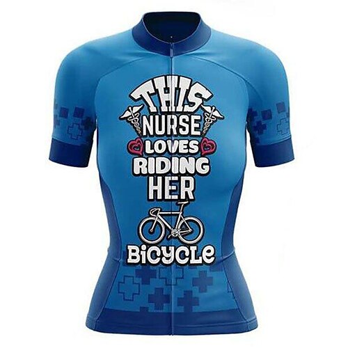 

21Grams Women's Cycling Jersey Short Sleeve Bike Top with 3 Rear Pockets Mountain Bike MTB Road Bike Cycling Breathable Quick Dry Moisture Wicking Reflective Strips Blue Polyester Spandex Sports