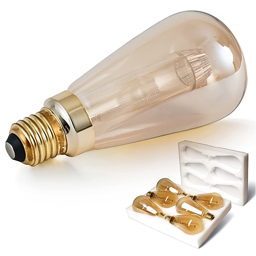 

3/6pcs Guide LED Light Bulb Vintage Edison Light Bulb 3W 220V 110V E26/E27 Base Warm White 2200K Replacement Bulbs for Wall Sconces Lights Pendant Light Amber Warm & Squirrel Cage