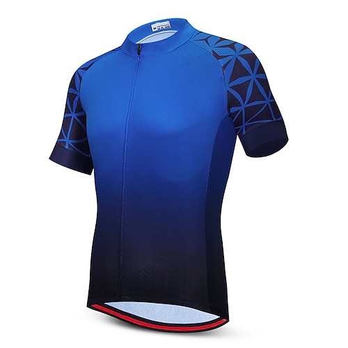 

21Grams Men's Cycling Jersey Short Sleeve Bike Top with 3 Rear Pockets Mountain Bike MTB Road Bike Cycling Breathable Quick Dry Moisture Wicking Reflective Strips Blue Gradient Polyester Spandex