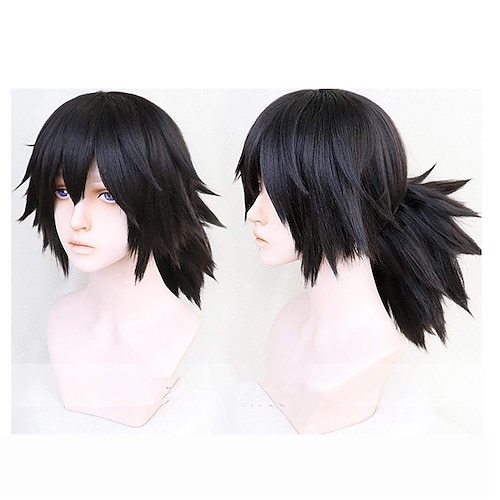 

Blade of Kimetsu no Yaiba Tomioka Giyuu Cosplay Wig Halloween Anime Short Big Haired Synthetic Hair