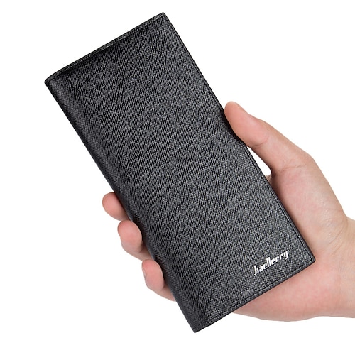 

Men's Wallet PU Leather Embossed Solid Color Daily Office & Career Black