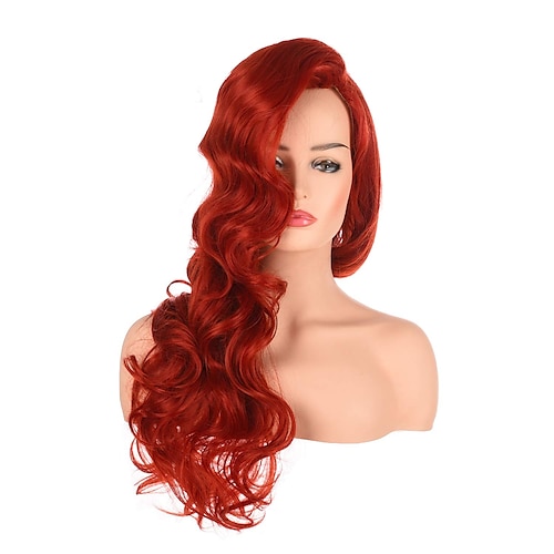 

Long Wavy Wig Natural Heat Resistant Synthetic Hair Red Orange Wig for Women and Girls Cosplay