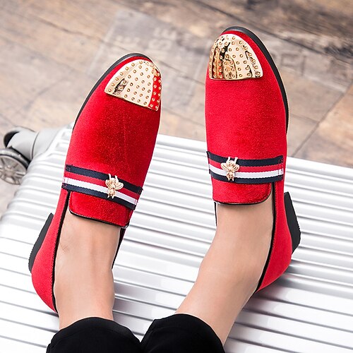 

Men's Loafers & Slip-Ons Penny Loafers Casual British Daily Party & Evening PU Black Red Color Block Fall Spring