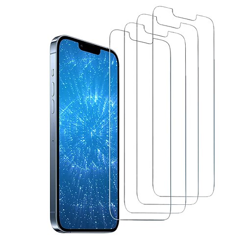 

4 pcs Phone Screen Protector For Apple iPhone 13 Pro Max 12 Mini 11 Tempered Glass 9H Hardness Ultra Thin Anti-Fingerprint Phone Accessory