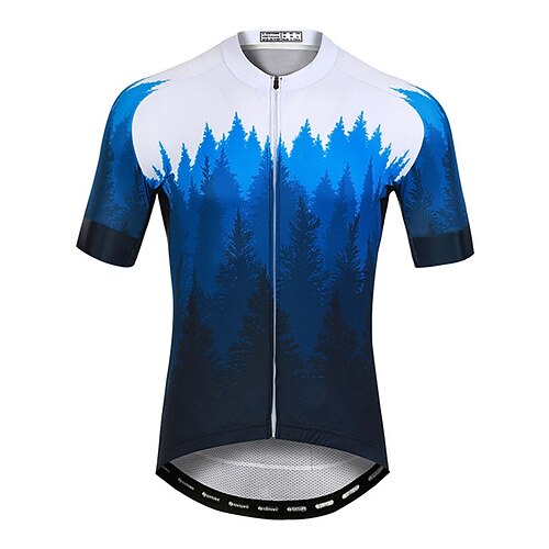 

21Grams Men's Cycling Jersey Short Sleeve Bike Top with 3 Rear Pockets Mountain Bike MTB Road Bike Cycling Breathable Quick Dry Moisture Wicking Reflective Strips Blue White Polyester Spandex Sports