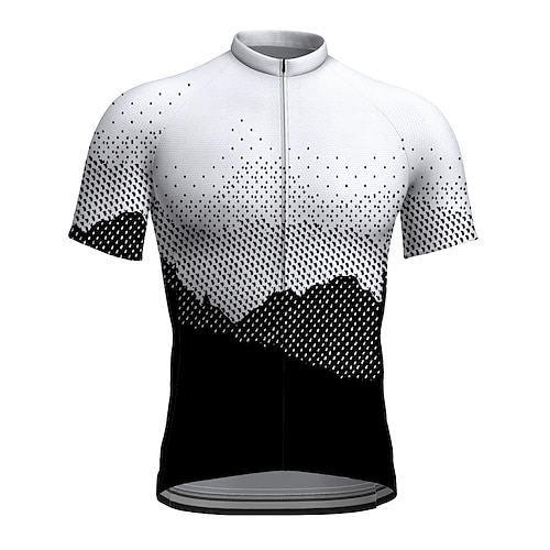 

21Grams Men's Cycling Jersey Short Sleeve Bike Top with 3 Rear Pockets Mountain Bike MTB Road Bike Cycling Breathable Quick Dry Moisture Wicking Reflective Strips Black White Polka Dot Polyester
