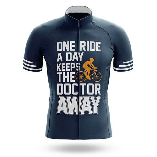 

21Grams Men's Cycling Jersey Short Sleeve Bike Top with 3 Rear Pockets Mountain Bike MTB Road Bike Cycling Breathable Quick Dry Moisture Wicking Reflective Strips Dark Blue Graphic Polyester Spandex