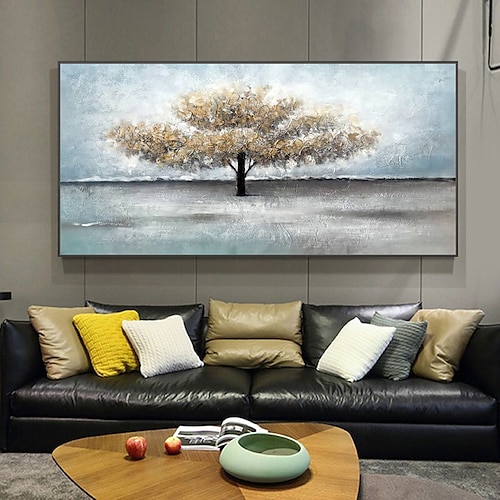

Mintura Handmade Oil Painting On Canvas Wall Art Decoration Modern Abstract Tree Picture For Home Decor Rolled Frameless Unstretched Painting